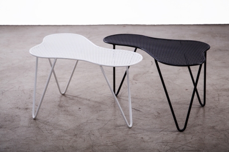 Perforated Iron Tables by XXe Siècle, L 77 W 39 H 40 cm
